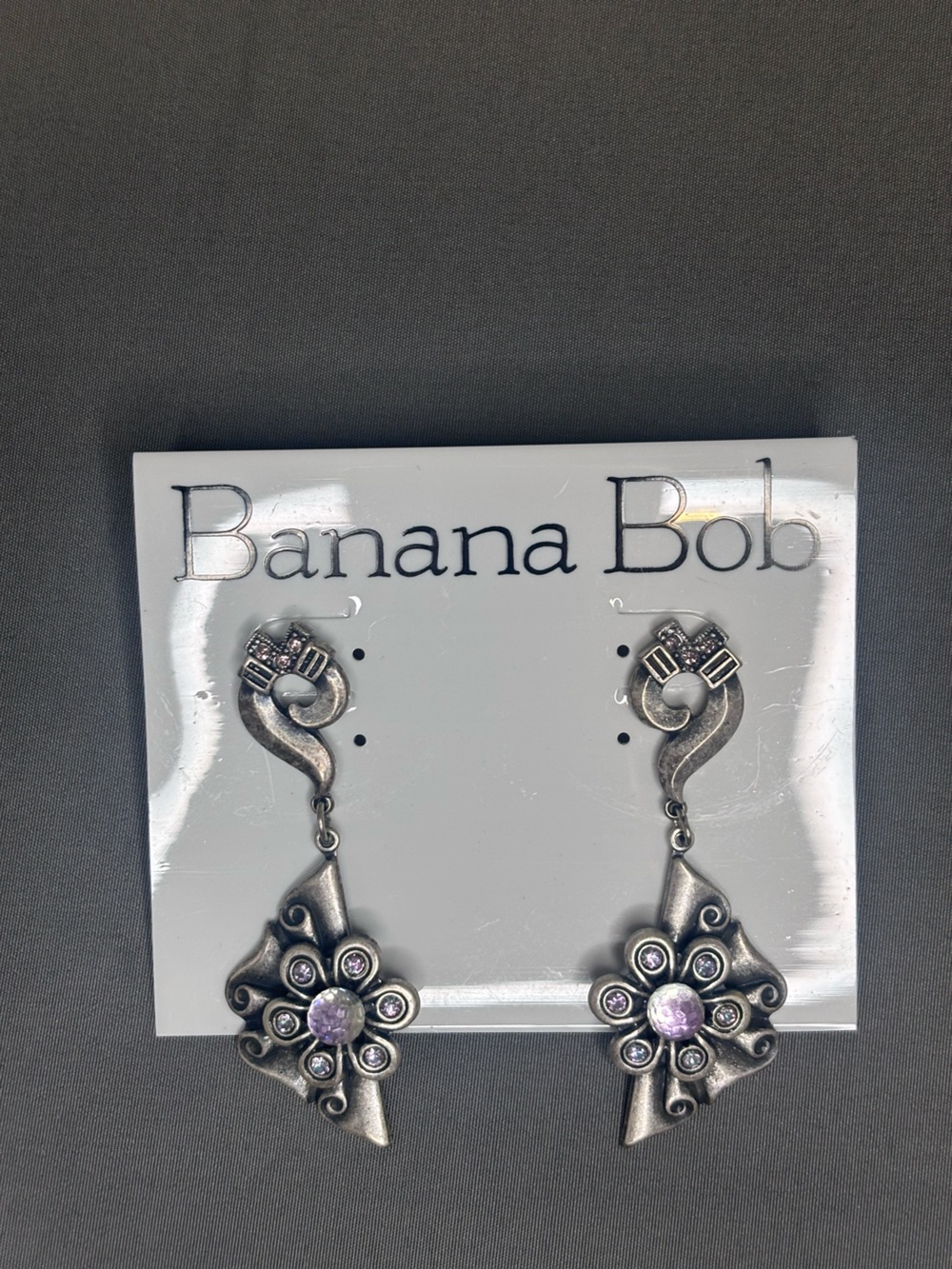 Banana Bob Silver Decorative Drop Earrings